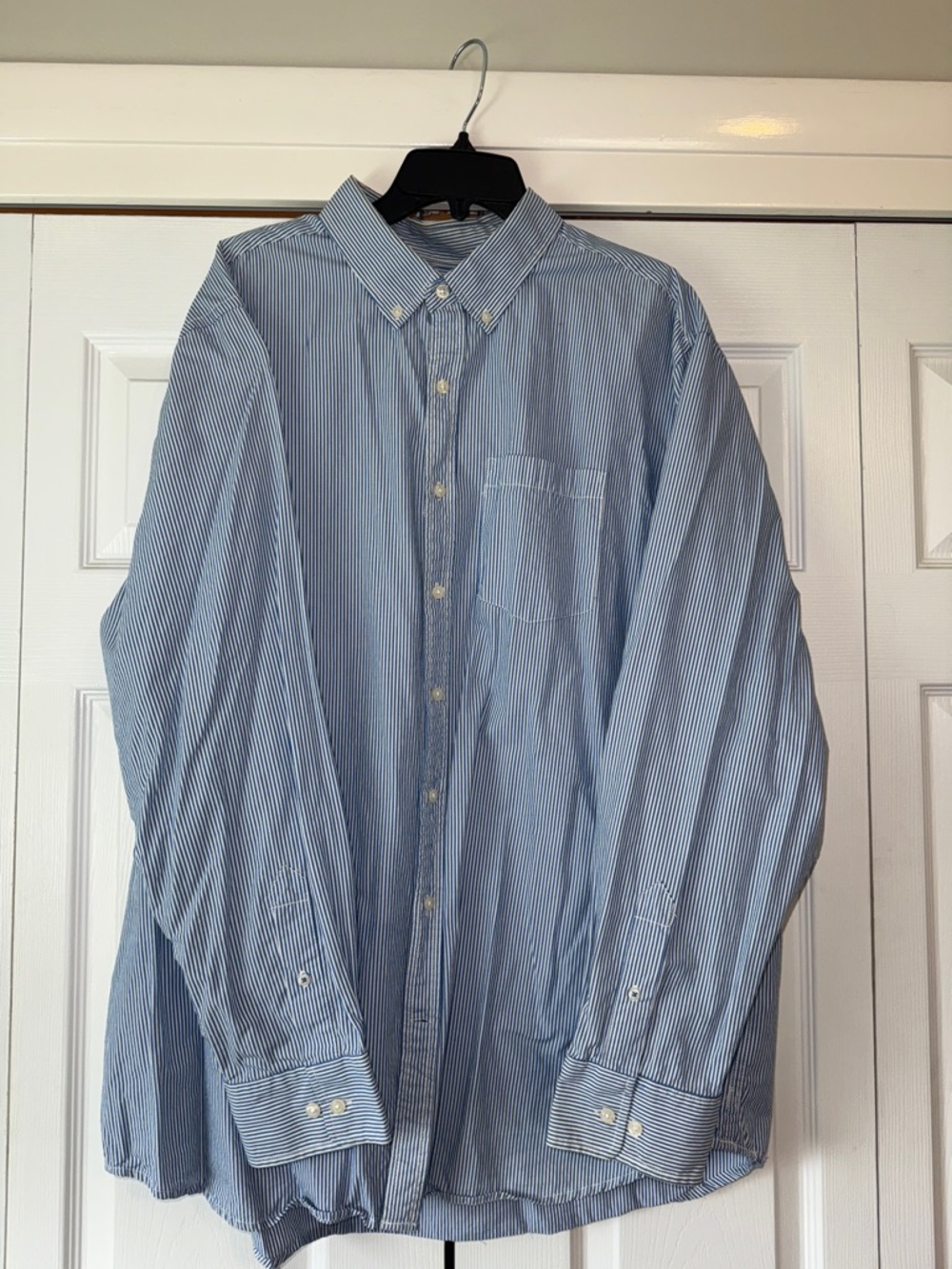 Men's Blue Striped Button-Down Shirt -XXL